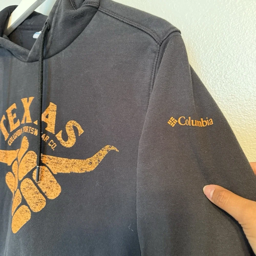 Columbia‎ Texas Longhorn Mens Small Hoodie Black Faded Pullover Sweater Jacket